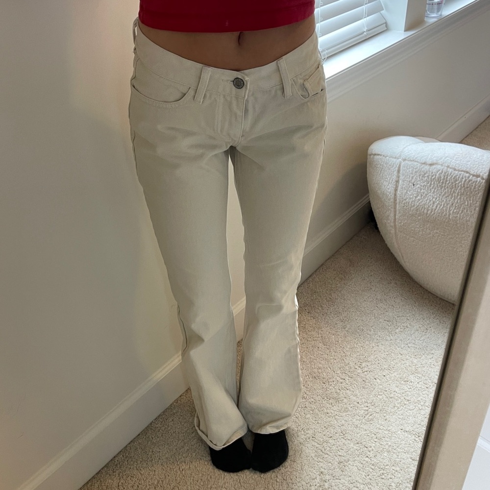 Brandy Melville Low Rise Flare Cream Denim